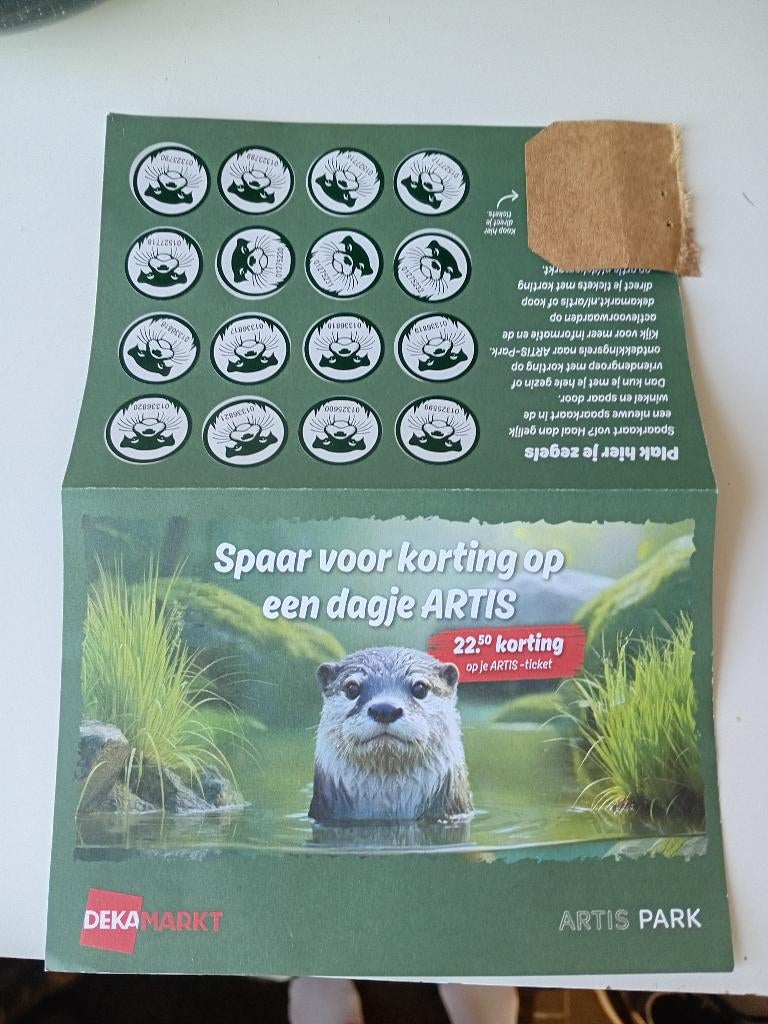 Intreekaart kortingskaart Artis, Eén persoon, Ticket of Toegangskaart