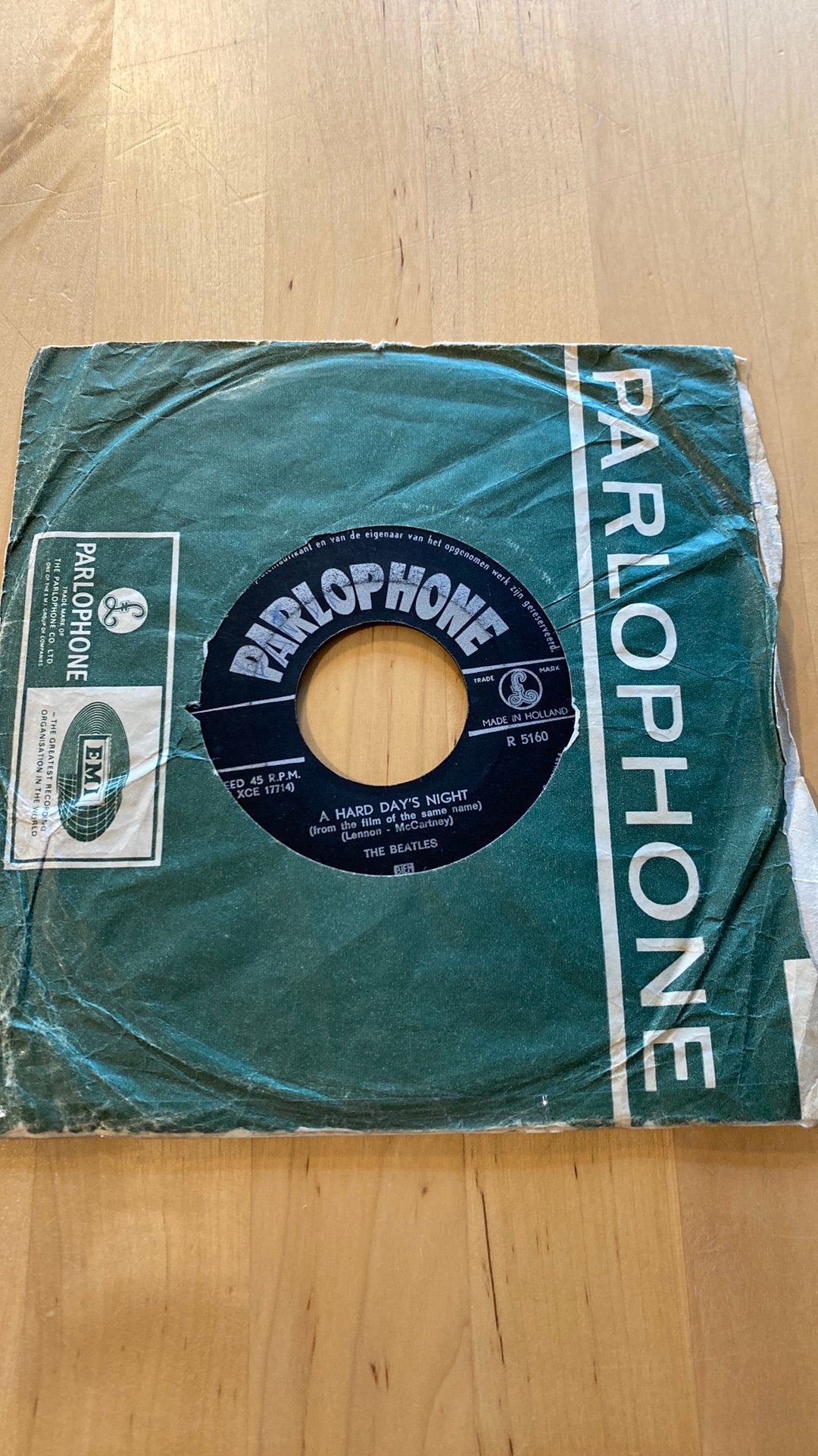 Vinyl single the Beatles - A hard day’s night, Ophalen of Verzenden, Gebruikt, Pop