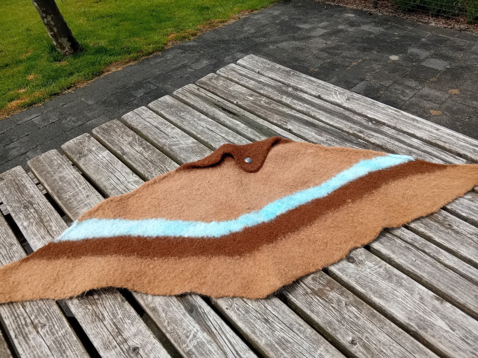 Prachtige handgesponnen alpaca omslagdoek, Handgemaakt, Ophalen, Zo goed als nieuw
