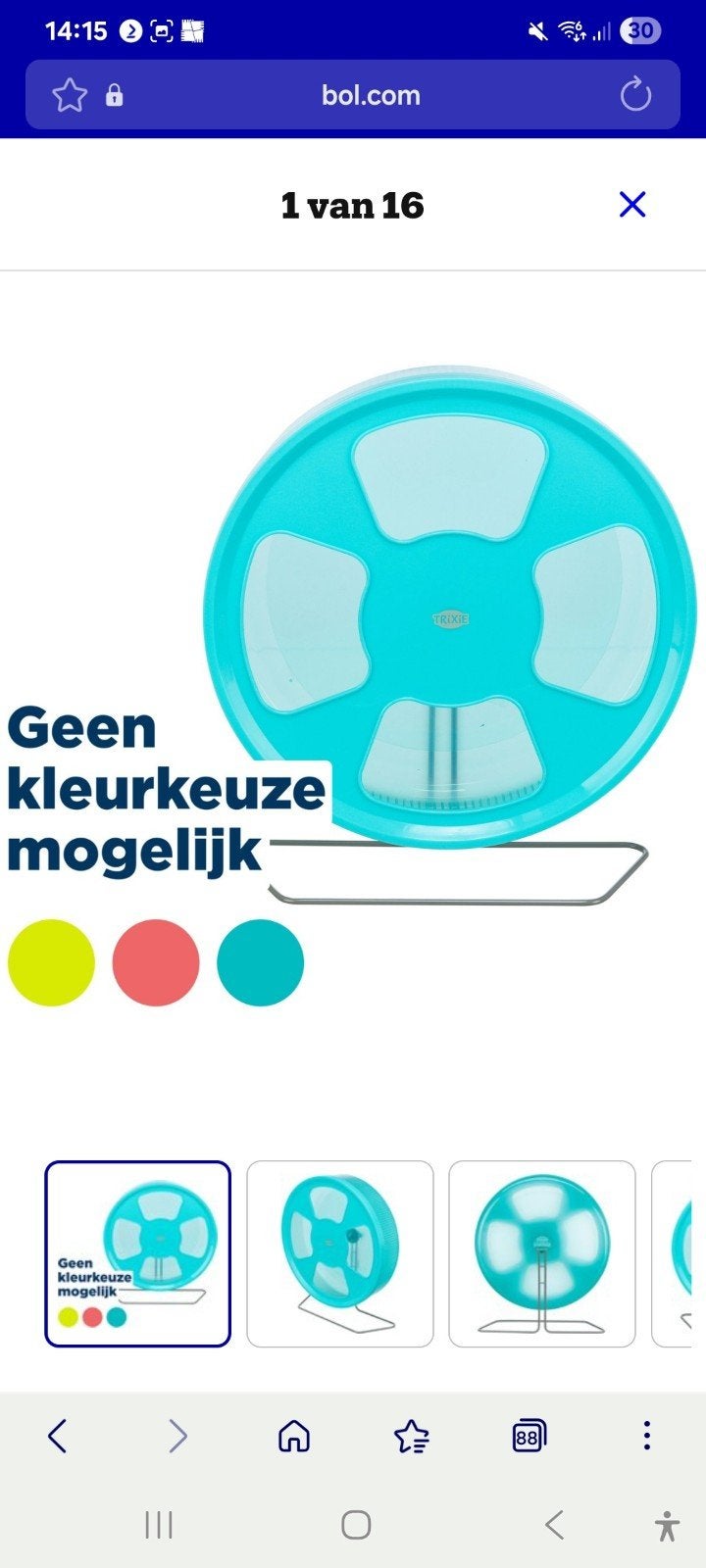 Trixie Looprad Hamster, Gerbils, Ratten en Muizen -, Ophalen, Nieuw, Loopwiel of Rad