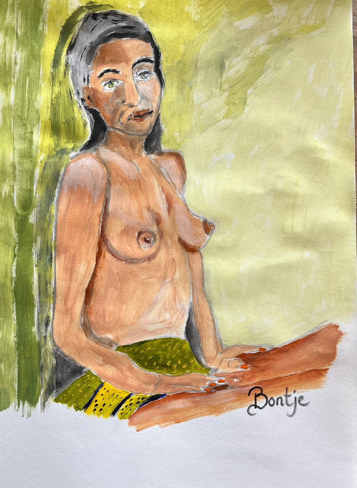 Vrouwelijk naakt acryl op papier., Boeken, Ophalen, Zo goed als nieuw