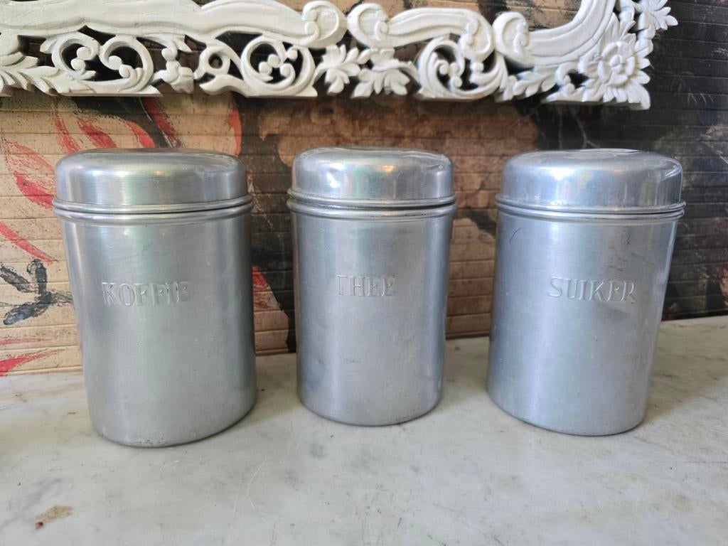 Aluminium koffie thee suiker bussen, Ophalen of Verzenden