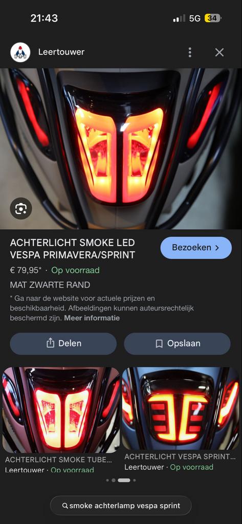 Achterlicht Vespa Sprint (Smoke) - LED, Ophalen of Verzenden, Nieuw, Overige typen, Vespa