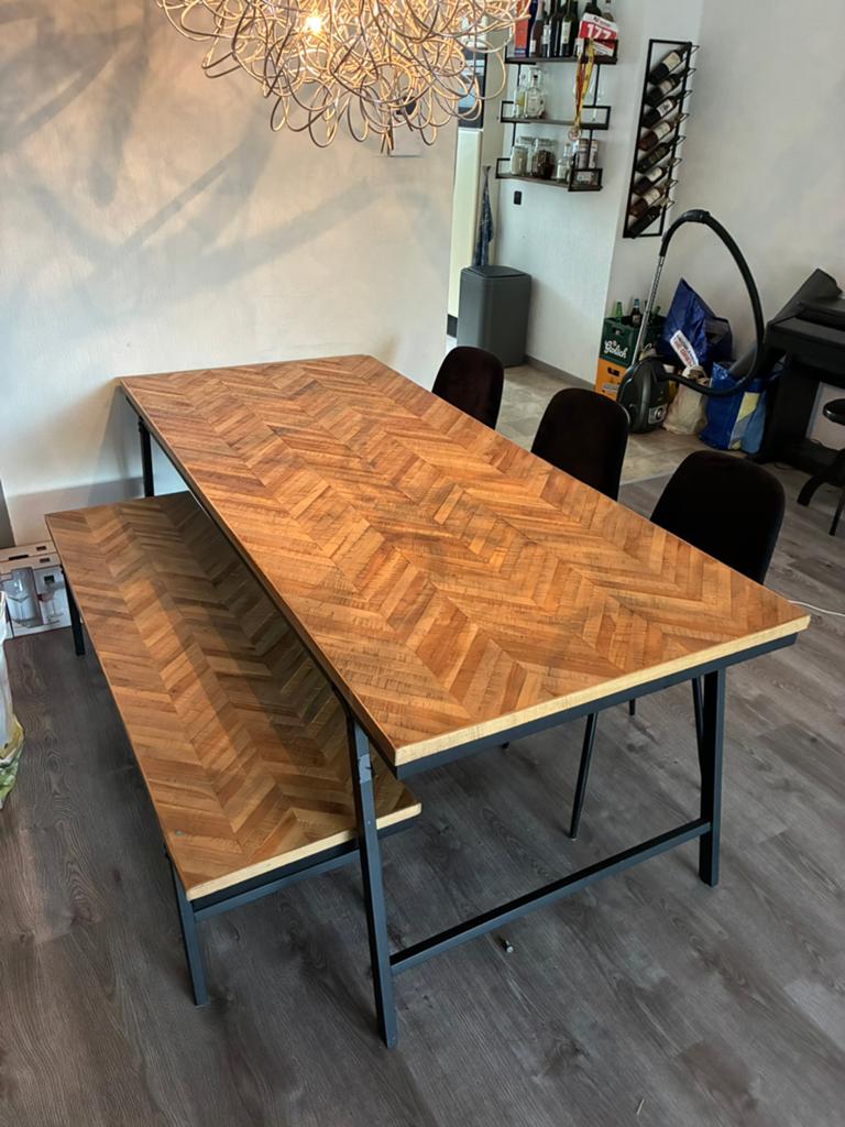 Mateo visgraat eettafel, Ophalen, 200 cm of meer, 50 tot 100 cm, Zo goed als nieuw
