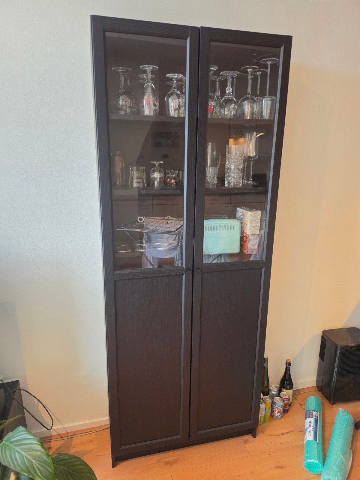 IKEA Billy Boekenkast Zwart met Deuren 80x28x202 cm, Ophalen, Met deur(en), 200 cm of meer, 50 tot 100 cm