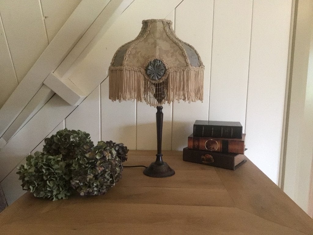 Brocant /barok tafellamp met franje, Antiek en Kunst, Ophalen of Verzenden