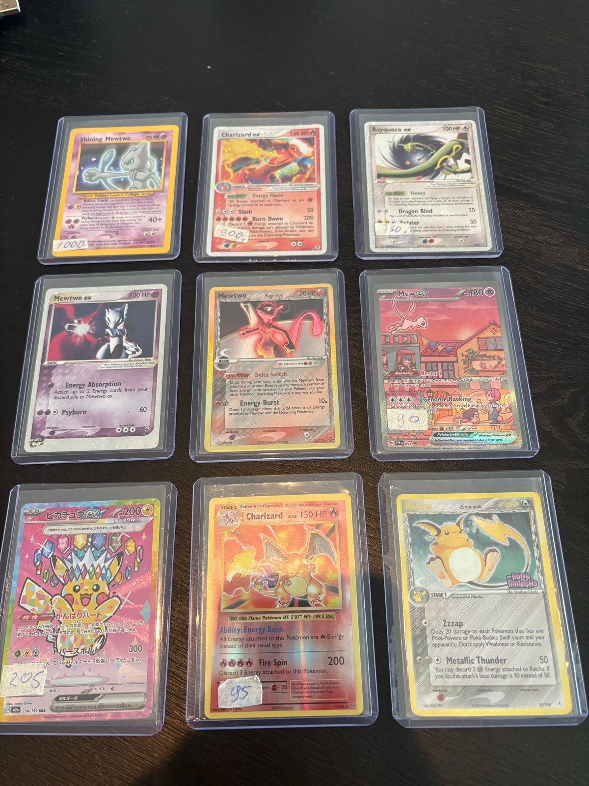 Vintage - Shining Mewtwo, Charizard/Rayquaza ex + PSA slabs, Ophalen of Verzenden, Zo goed als nieuw, Meerdere kaarten, Foil