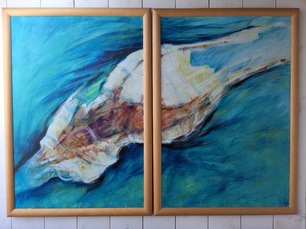 Schilderijen twee-luik 118 x 166 cm, Antiek en Kunst, Ophalen