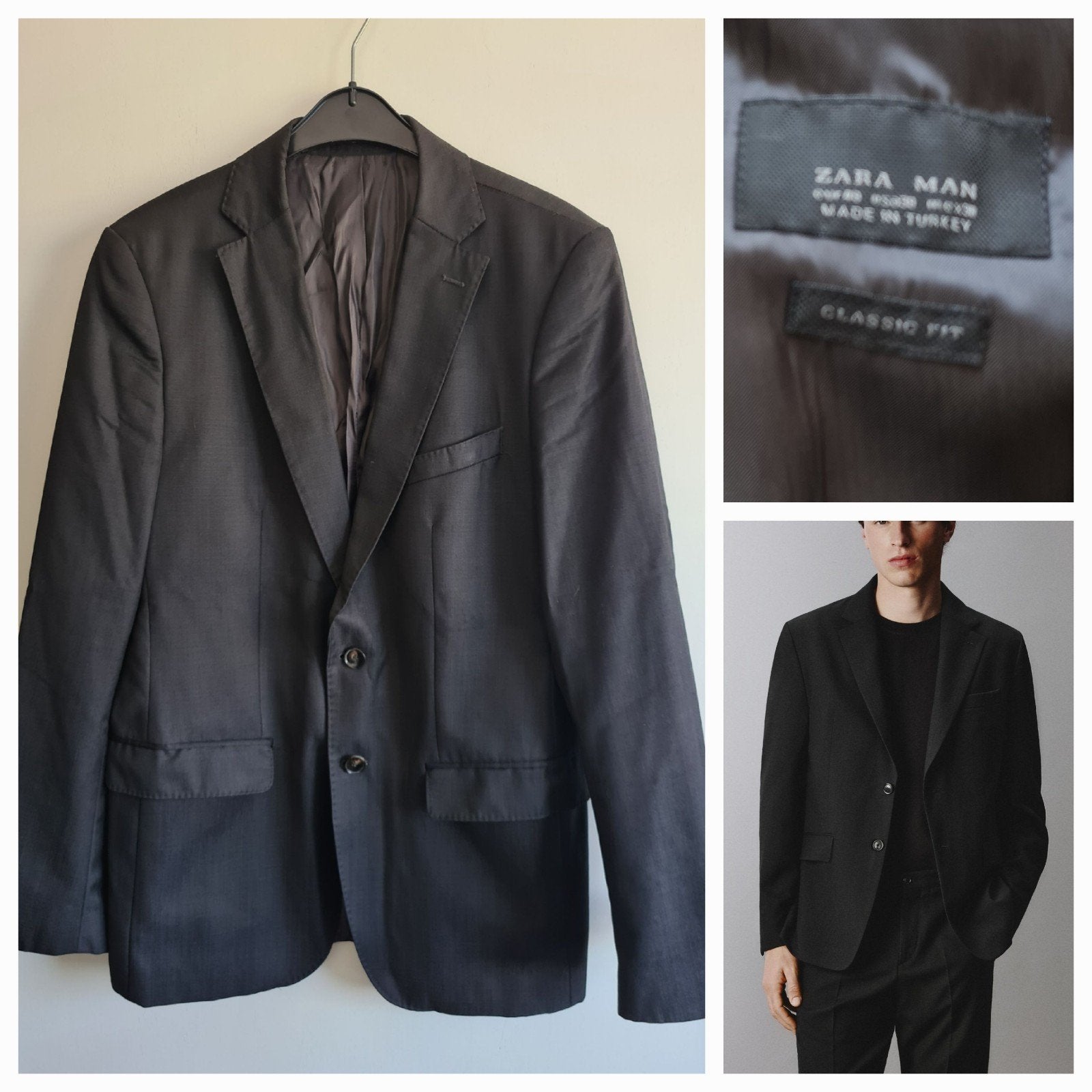 Zara Man,zwarte blazer van 100% wol , Classic Fit Maat M, Kleding | Heren, Maat 48/50 (M), Zwart, Ophalen of Verzenden, Zo goed als nieuw