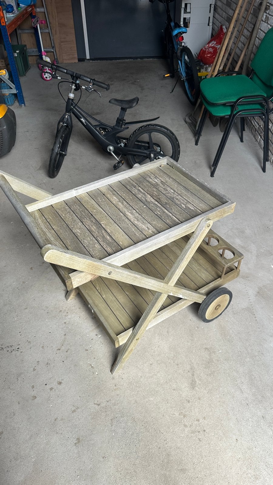 Houten serveerwagen / theewagen met wielen, Ophalen, Gebruikt, Rechthoekig, Hout