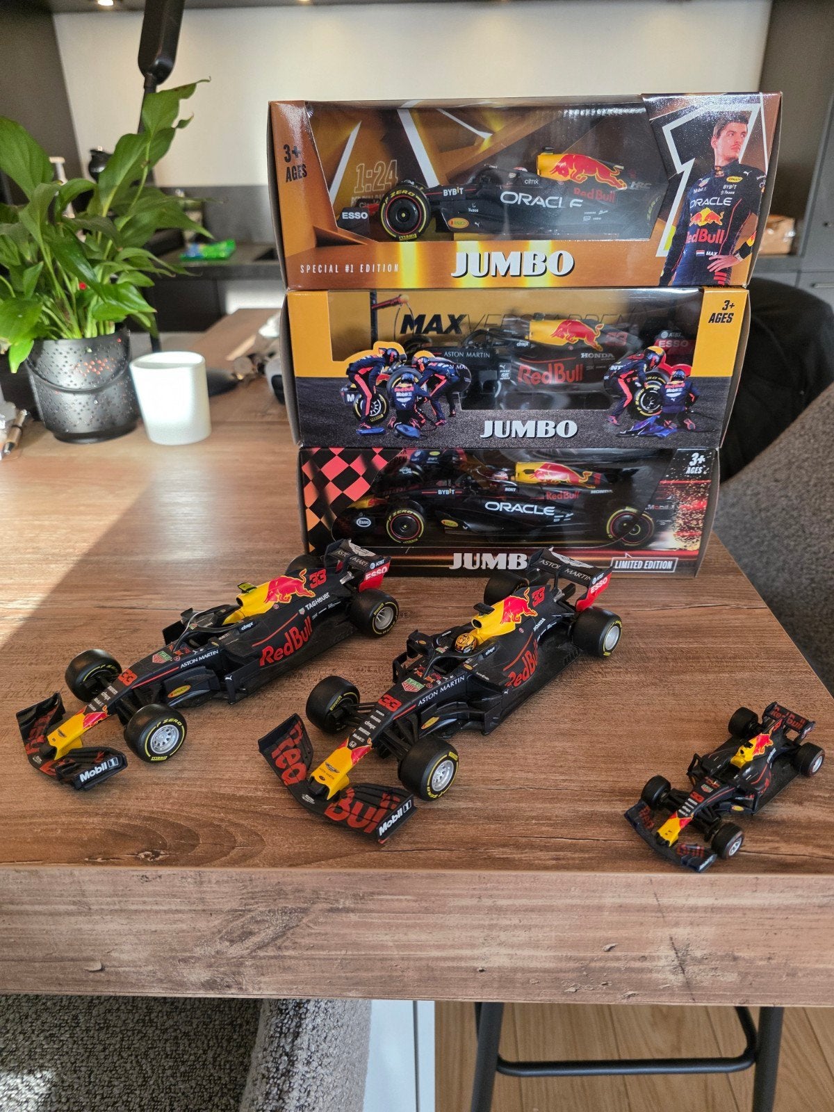 Grote set Max Verstappen F1 wagens (Jumbo), Ophalen of Verzenden