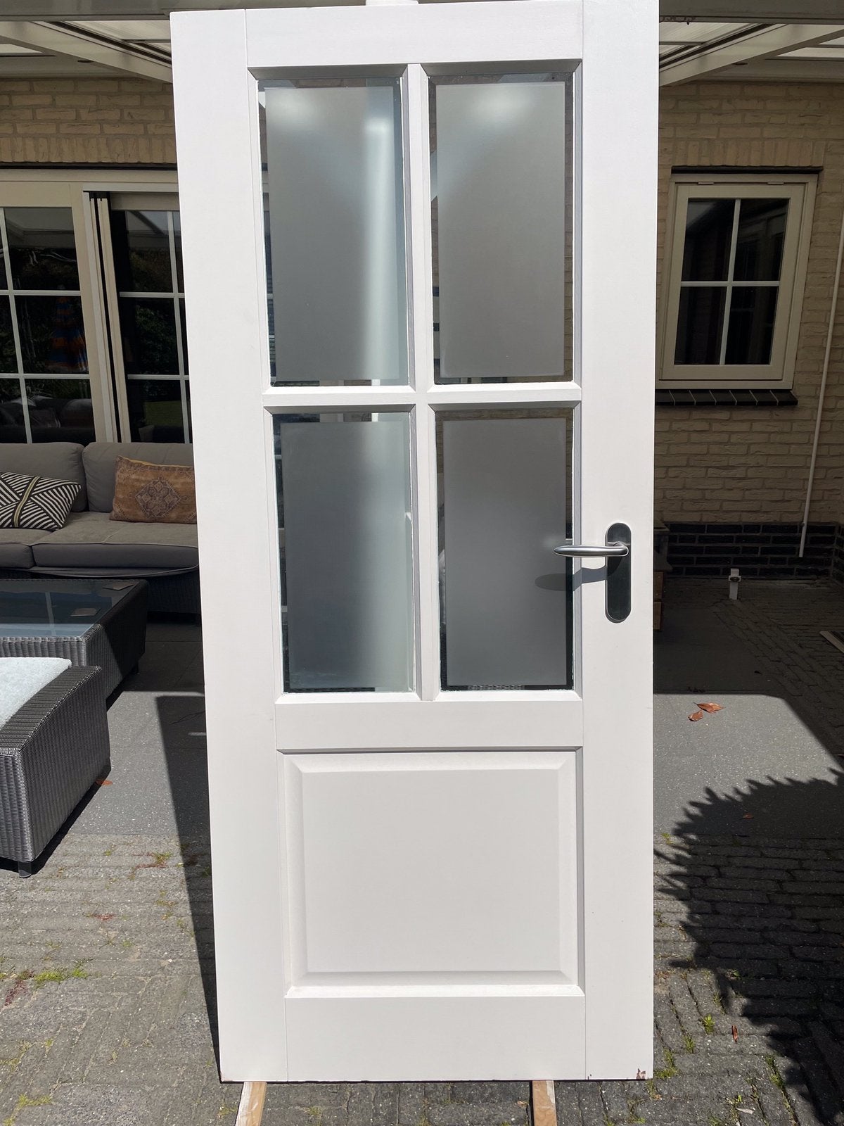 binnendeur opdek linksdraaiend 89x201 cm, facetglas mat, Ophalen, Gebruikt, 80 tot 100 cm, Binnendeur
