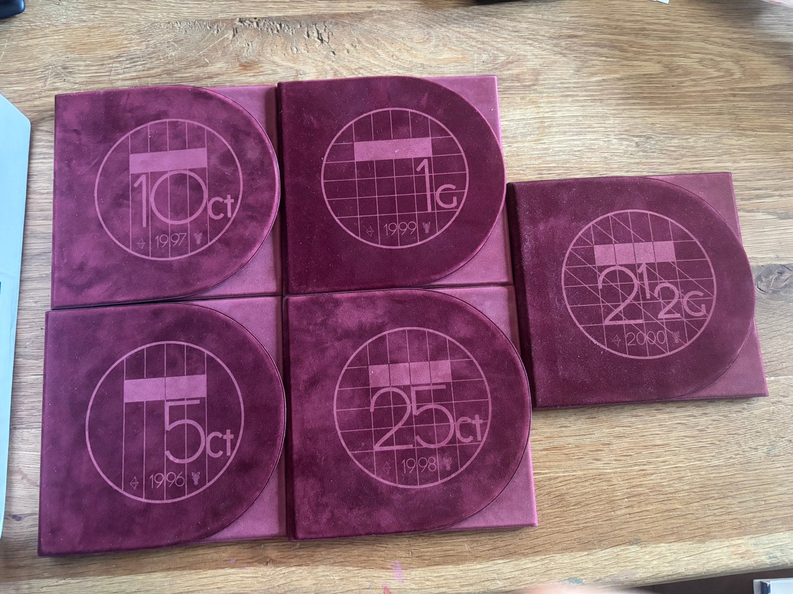 Nederlandse proofsets 1996 t/m 2000 compleet – 5 sets, Ophalen of Verzenden, Zo goed als nieuw
