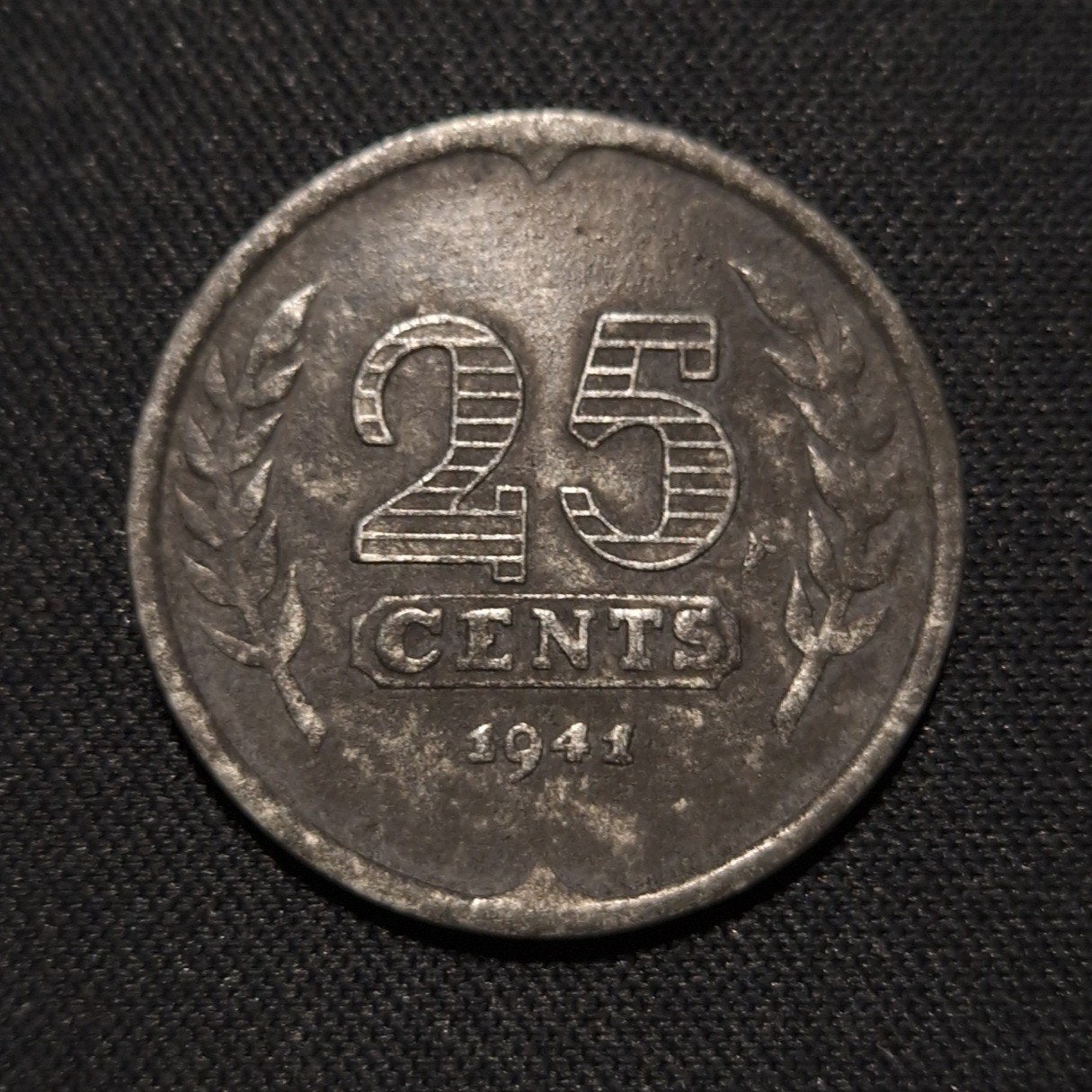 25 cent 1941 zink, Postzegels en Munten, Verzenden, Koningin Wilhelmina, 25 cent, Losse munt