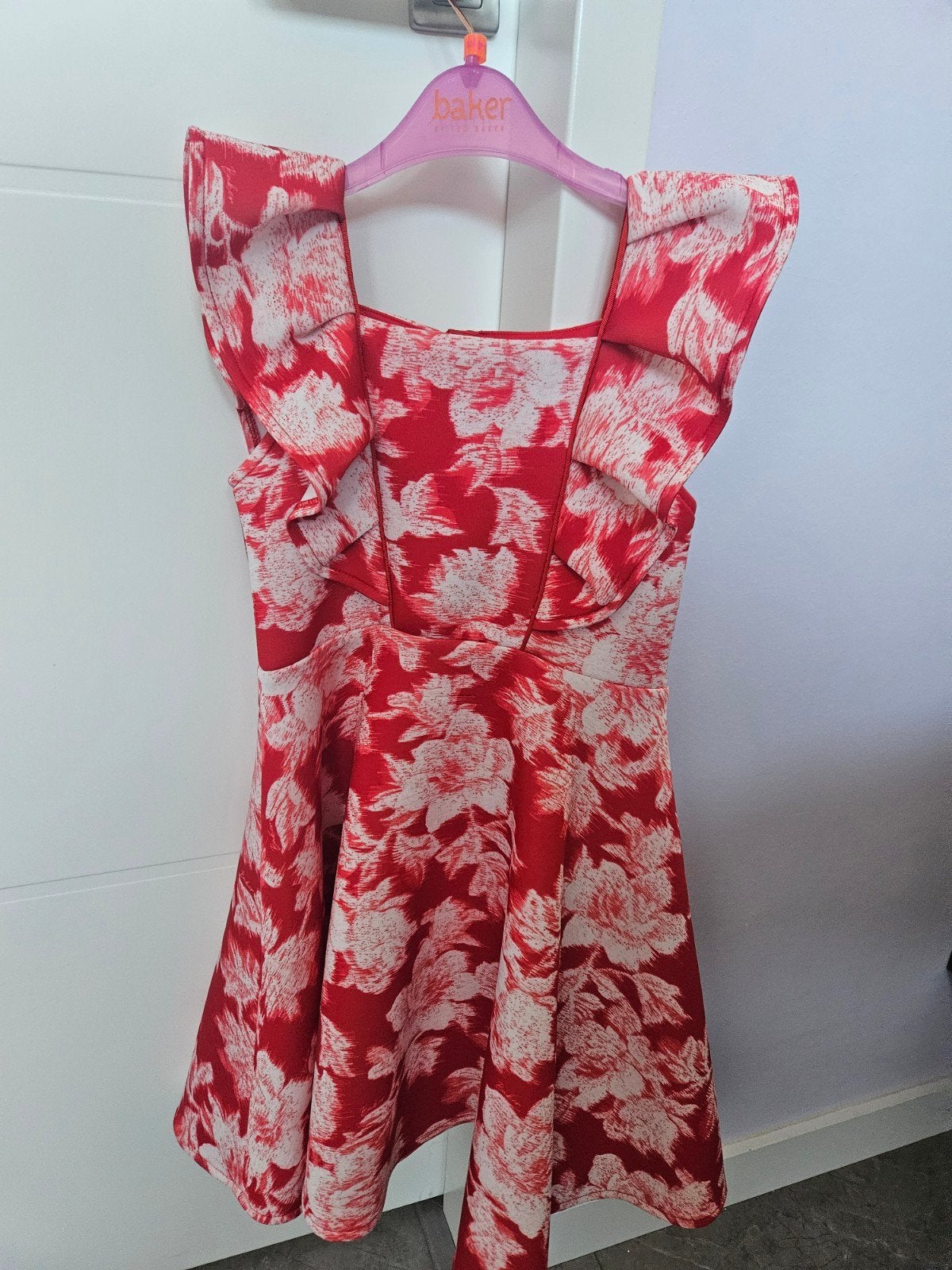 Baker by Ted Baker jurk rood/wit bloemenprint, Kinderen en Baby's, Ophalen of Verzenden, Zo goed als nieuw, Jurk of Rok, Ted Baker