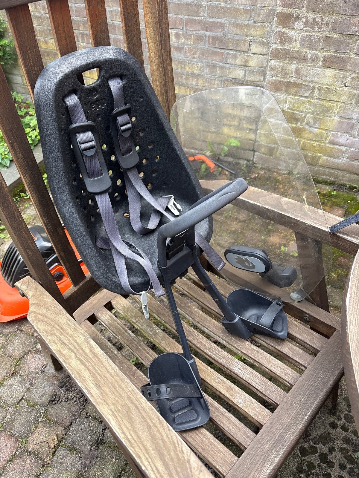 Yepp voorzitje incl windscherm en adapter, Ophalen, Voorzitje, 0 t/m 13 kg, Gebruikt