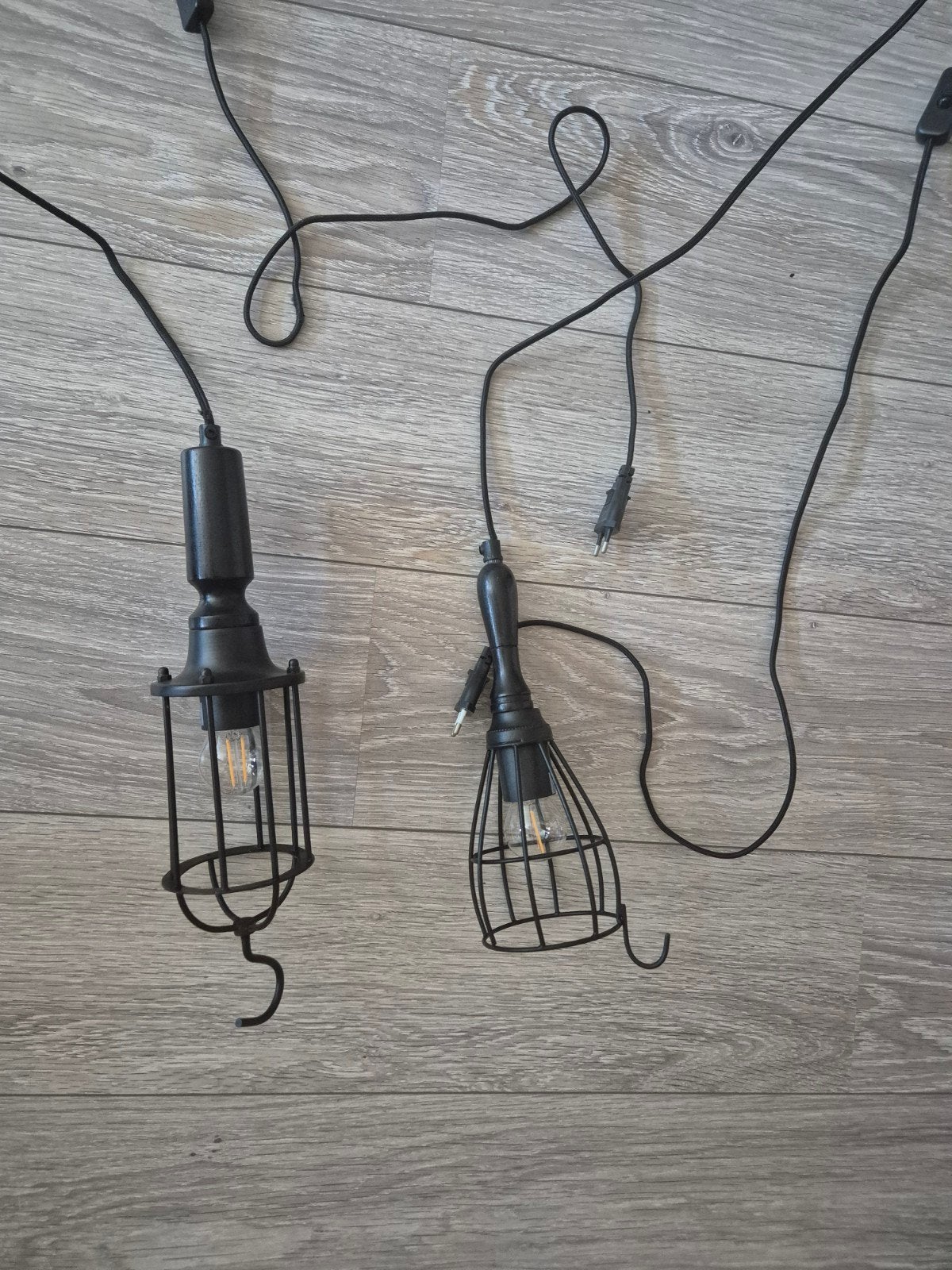 Set van 2 industriële hanglampen - zwart metaal, Ophalen of Verzenden, Zo goed als nieuw, Metaal, Industrieel