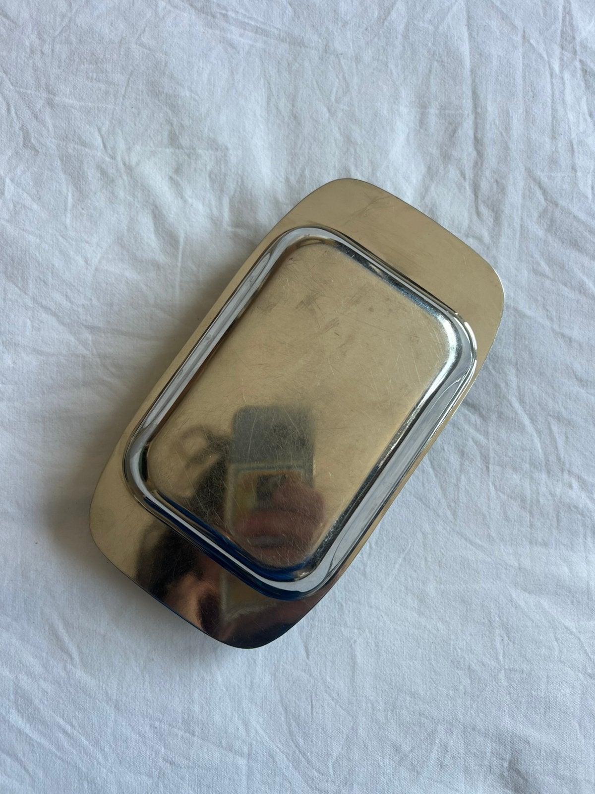 Rvs botervloot, Ophalen of Verzenden, Zo goed als nieuw, Zilver, Overige materialen