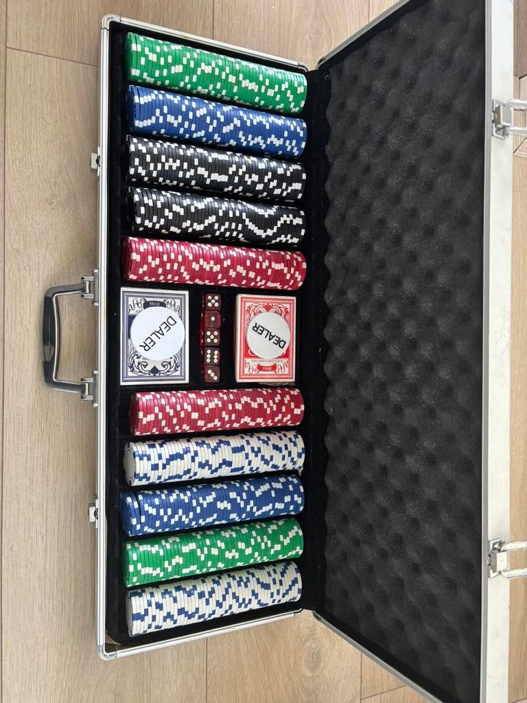 Poker koffer luxe 500 chips, Ophalen of Verzenden, Zo goed als nieuw