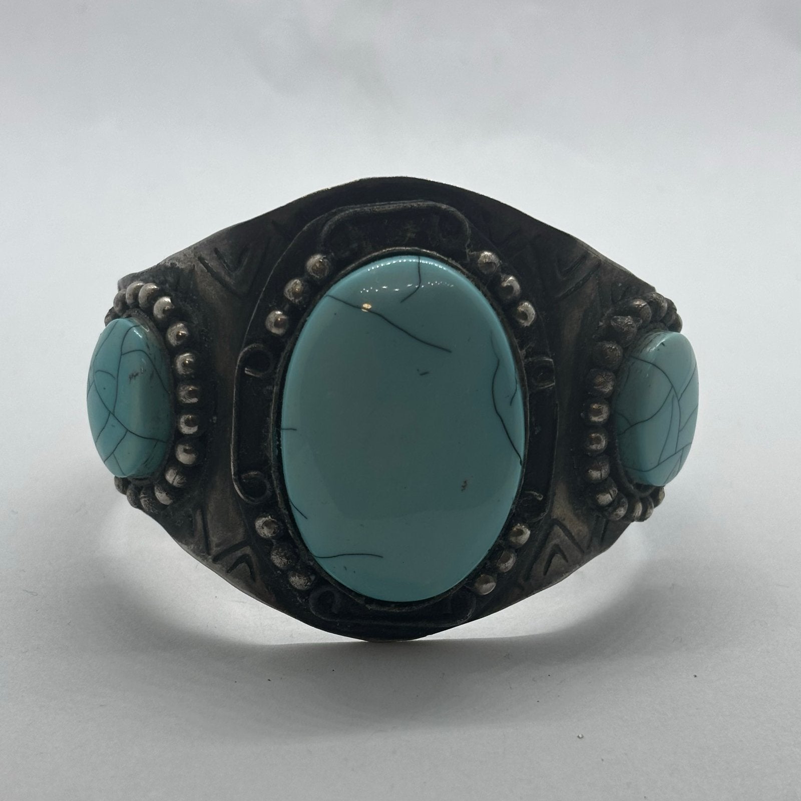 Vintage Native American Stijl Manchetarmband met Turkoois, Overige materialen, Ophalen of Verzenden, Zo goed als nieuw, Met edelsteen