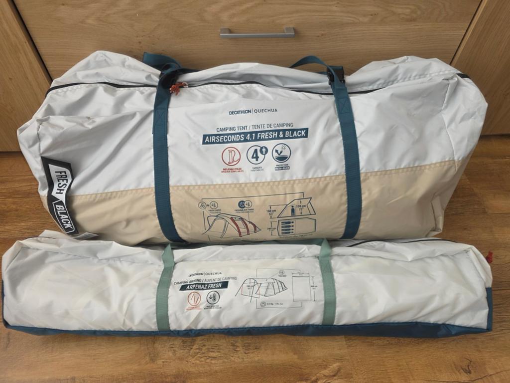 Quechua Airseconds 4.1 Fresh & Black tent + luifel nieuw, Caravans en Kamperen, Tenten, Ophalen of Verzenden, Nieuw, Tot en met 4