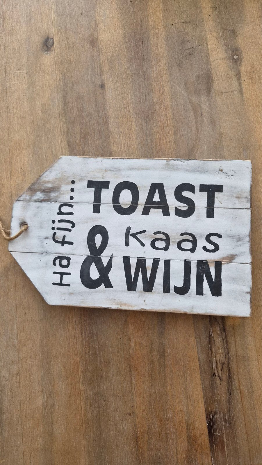 Houten decoratiebordje 'Toast, kaas & wijn' 13x18 cm, Hout, Nieuw, Ophalen of Verzenden, Landelijk