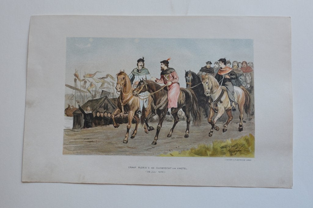 MUIDEN FLORIS V GIJSBRECHT VAN AMSTEL Mooie LITHO M14, Antiek en Kunst, 1800 - 1899, Verzenden, Militair, Origineel