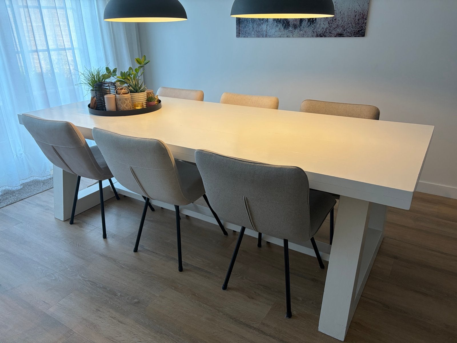 Eettafel met 6 stoelen (VT Wonen collectie), Ophalen, Overige materialen, Gebruikt, 200 cm of meer