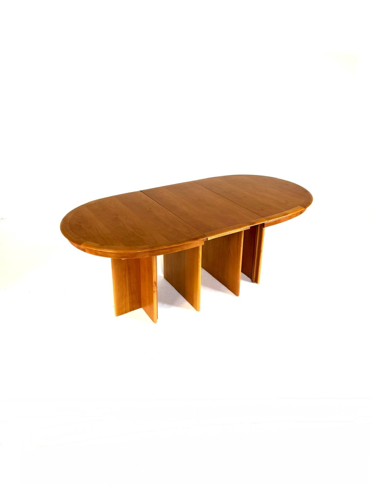 Vintage XXXL verlengbare teakhouten eettafel ‘80 (350cm!), Vintage retro buisframe design rotan webbing papercord deens, 200 cm of meer