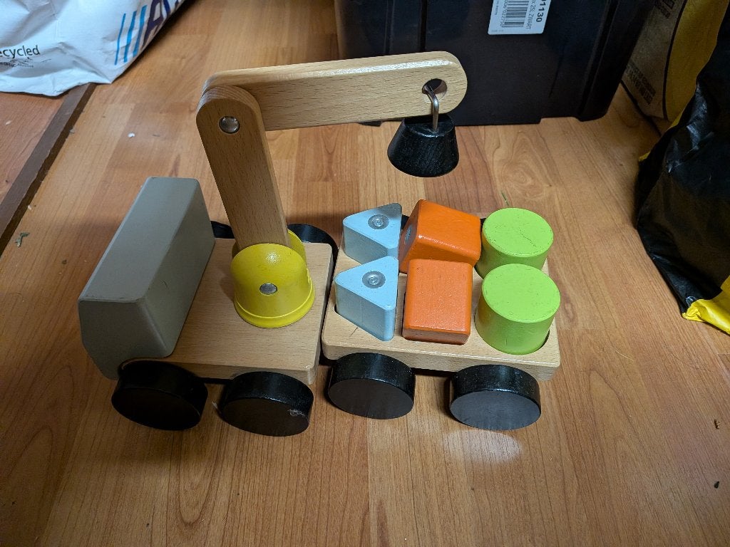 houten kraan, Ophalen of Verzenden, Zo goed als nieuw, Duw- of Trekspeelgoed
