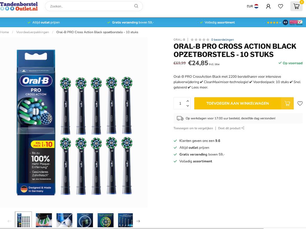 Oral-B PRO Cross Action opzetborstels toothbrush heads, Ophalen of Verzenden, Nieuw, Mondverzorging
