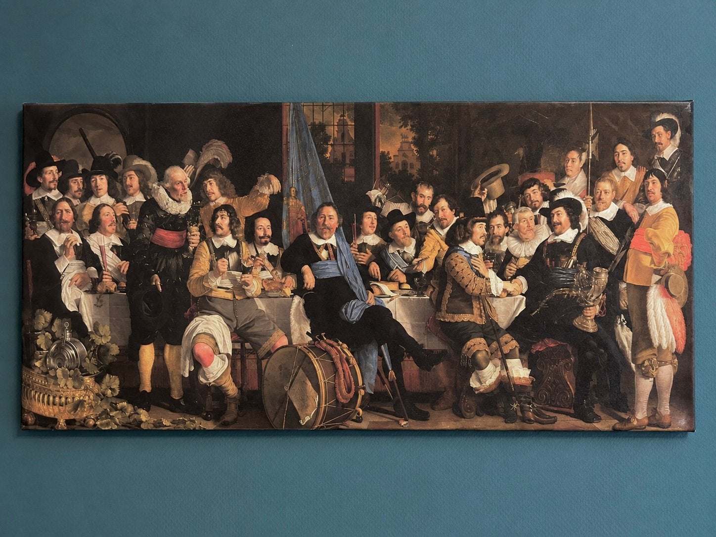 Het Schuttersbanket van Bartholomeus van der Helst (80x40), Ophalen, Zo goed als nieuw, Schilderij, 75 tot 100 cm
