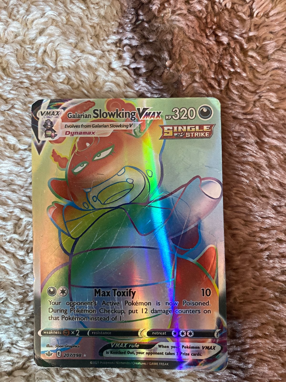 Galarian Slowking VMAX Pokémon Kaart (Foil), Ophalen of Verzenden, Zo goed als nieuw, Losse kaart, Foil