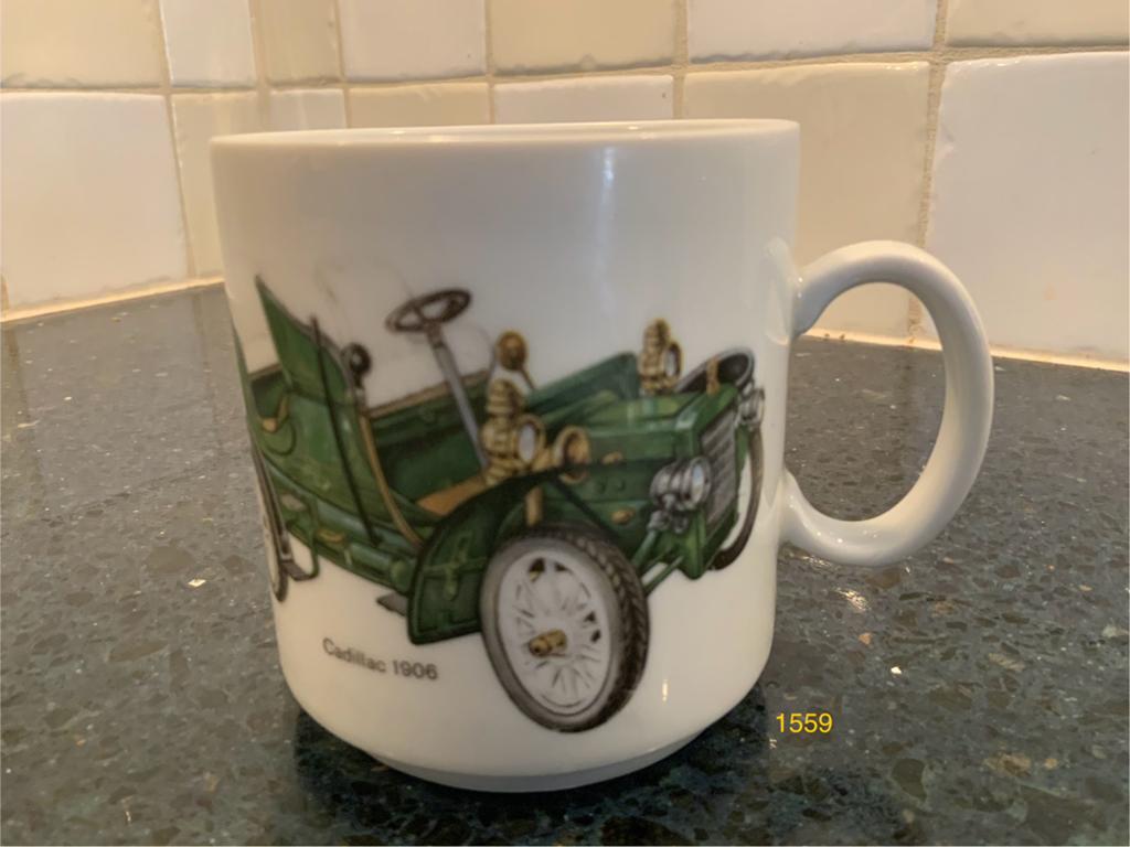 Vintage Kronster Bavaria Germany Mok Cadillac 1906, Ophalen of Verzenden, Steen/keramiek, Wit, Overige merken
