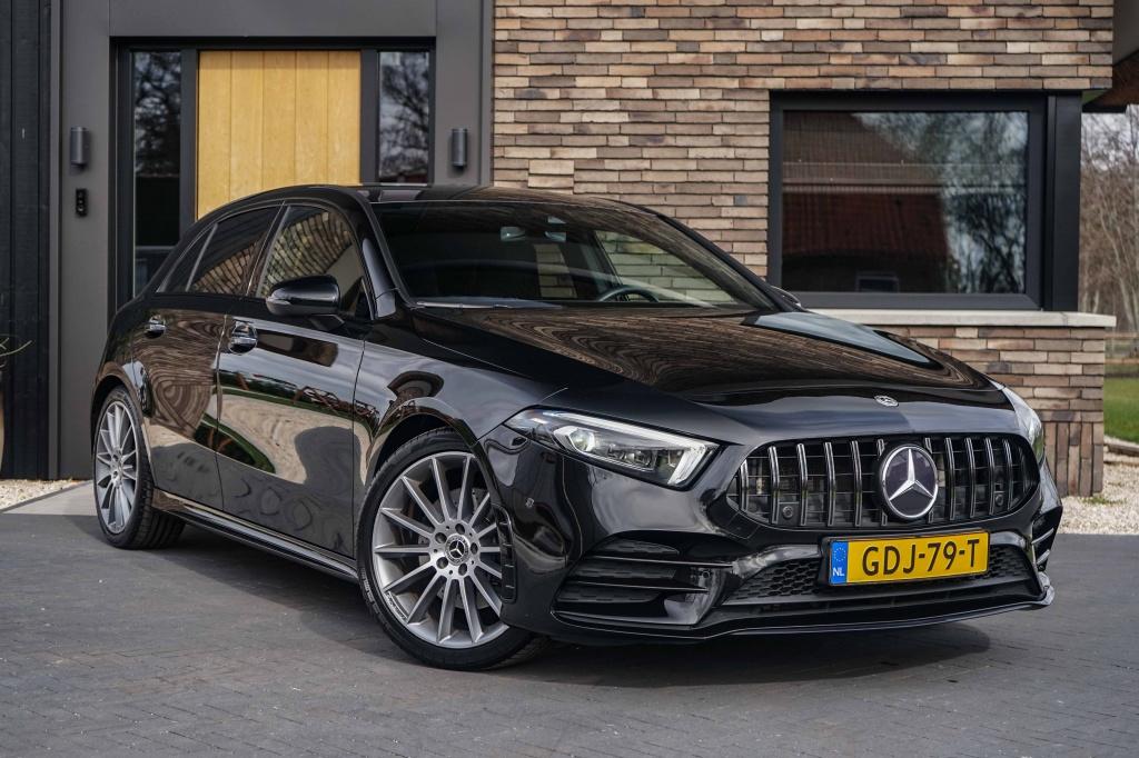Mercedes-Benz A-Klasse 220 AMG 2.0 190PK Night-pakket, Auto's, Gebruikt, Euro 6, Met garantie (alle), Zwart