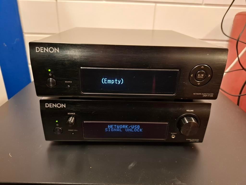 Denon DRA-F109 Receiver & DNP-F109 Netwerkspeler Set, Denon, Ophalen of Verzenden, Zo goed als nieuw, Minder dan 60 watt