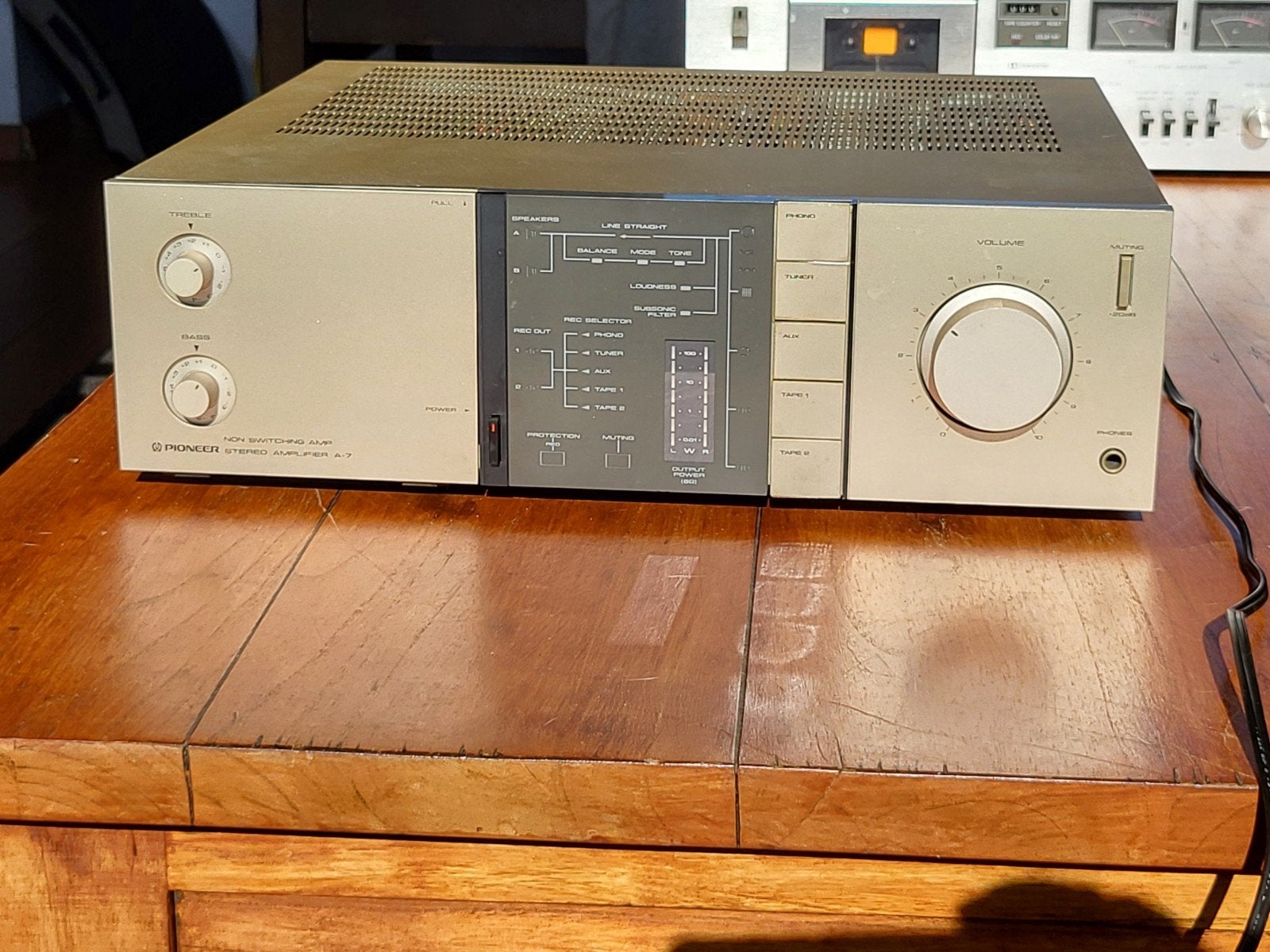 Pioneer A-7 versterker. Communication line. Champagne. IZGSt, Audio, Tv en Foto, Versterkers en Receivers, Ophalen, Gebruikt, 60 tot 120 watt