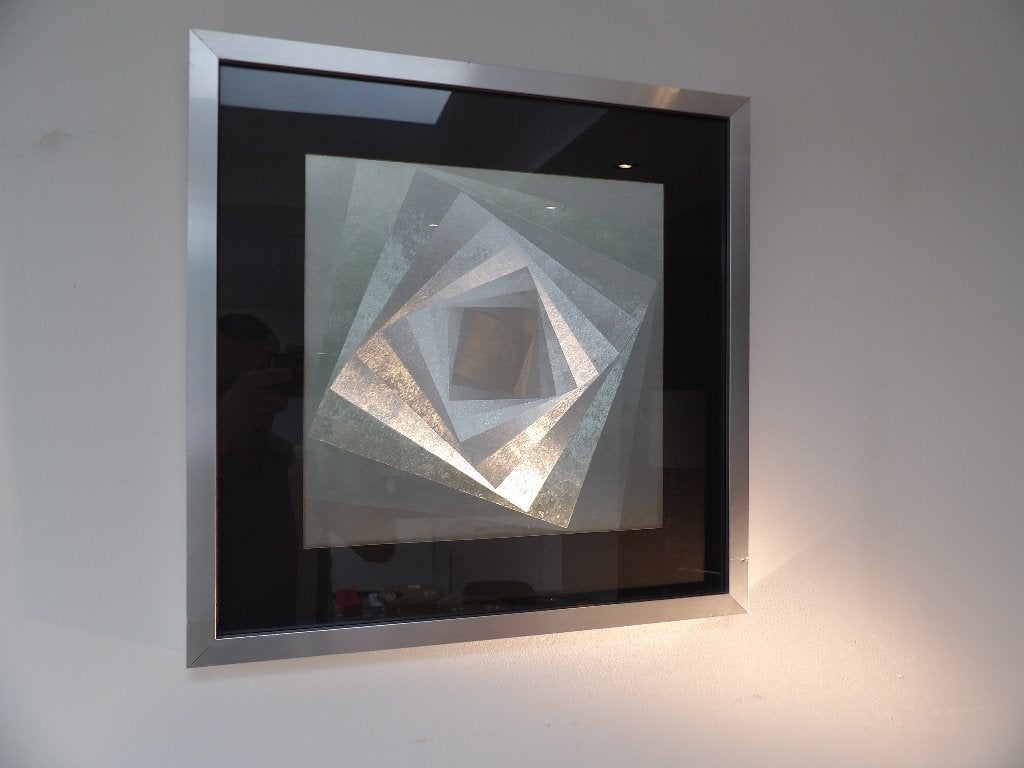 Seventies kinetische Gravure, Barbara Lüdinghausen, Antiek en Kunst, Kunst | Schilderijen | Modern, Ophalen of Verzenden, Achter glas