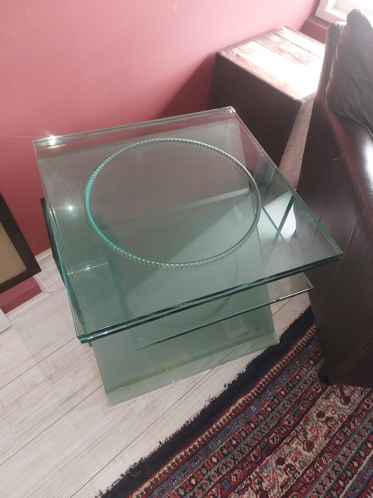Glazen tv tafel roterend, Ophalen, 50 tot 100 cm, Minder dan 100 cm, Modern