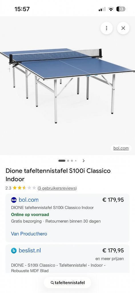 Tafeltennistafel, Ophalen, Zo goed als nieuw, Tafel Indoor, Verrijdbaar