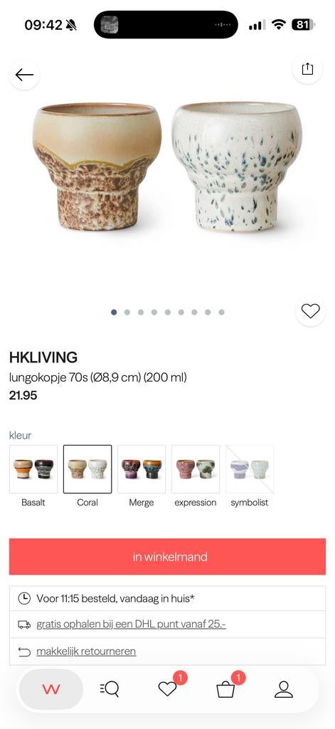 HKliving lungokopjes 70s (2 stuks), Huis en Inrichting, Keuken | Servies, Ophalen, Gebruikt, Overige stijlen, Kop(pen) en/of Schotel(s)