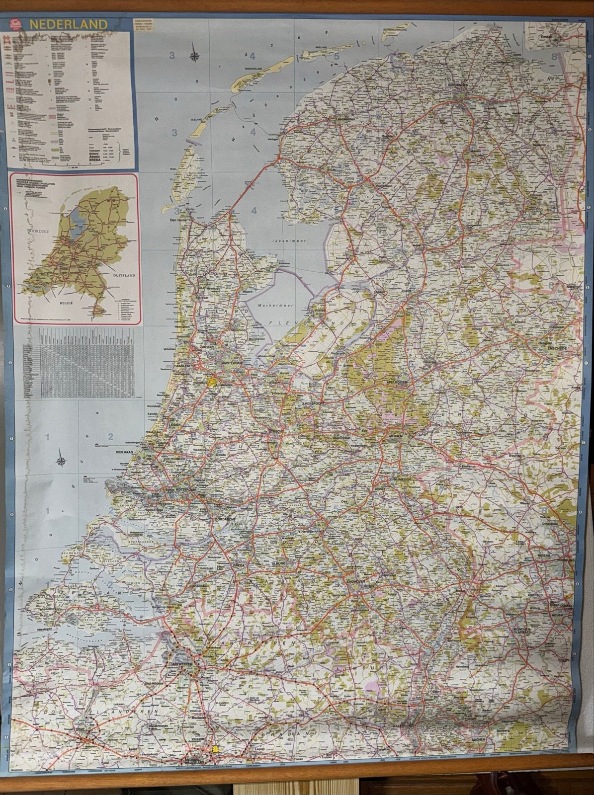 Twee grote gedetailleerde Landkaarten Nederland, Boeken, Atlassen en Landkaarten, Gelezen, Ophalen of Verzenden, Landkaart, 1800 tot 2000