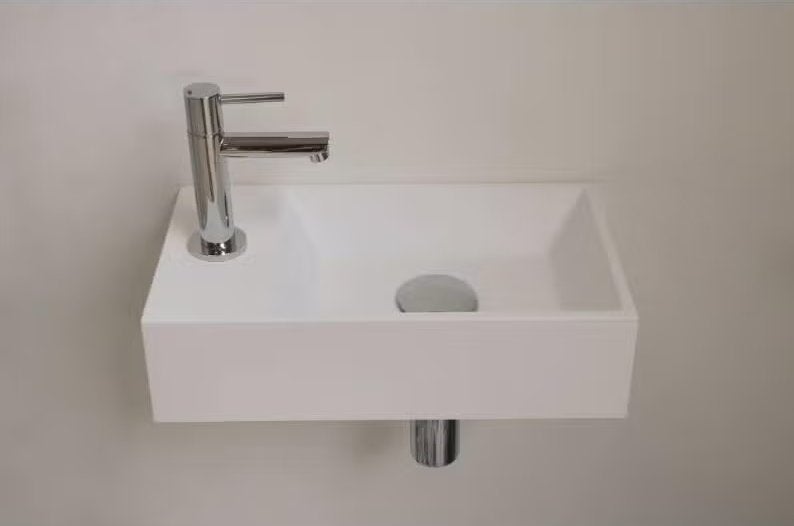 INK fontein polystone links met kraangat, wit glans, Ophalen, Nieuw, Steen, Toilet