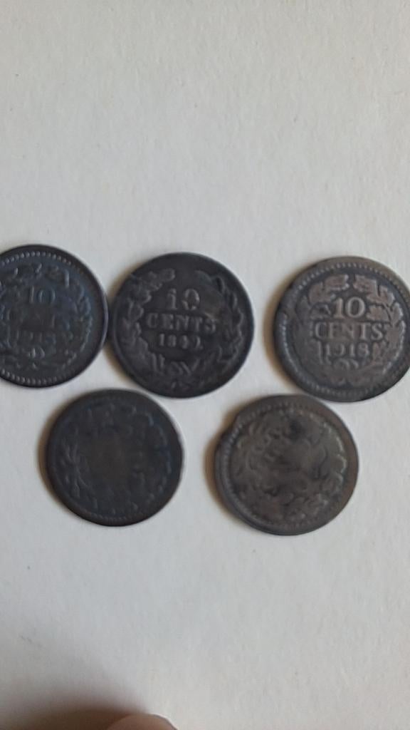 Zilveren dubbeltjes, Zilver, Ophalen of Verzenden, 10 cent, Koningin Wilhelmina