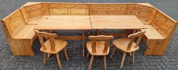 Massief U-VORM Oostenrijkse Eethoek Duitse zithoek hoekbank, Huis en Inrichting, Ophalen, Gebruikt, Hout, Oostenrijkse Duitse Stijl zithoek hoekbank