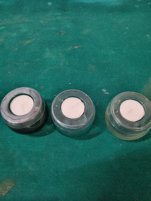 Waxcinelichten drie van glas bollen, Ophalen of Verzenden, 'T Olde Gre-j, Info@toldegrej.nl, Endepoelstraat 20f Didam