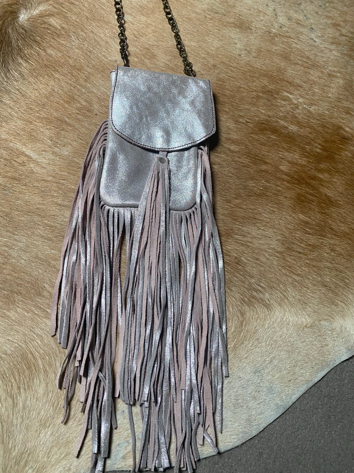 Echt leer ibiza boho festival tasje, las dalias, Ophalen of Verzenden, Roze, Schoudertasje
