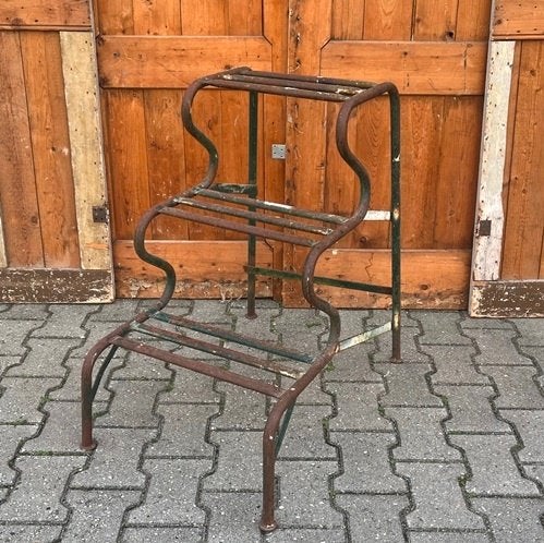 Oude trap ladder schilderstrap metaal 77 cm hoog origineel, Antiek en Kunst, Ophalen