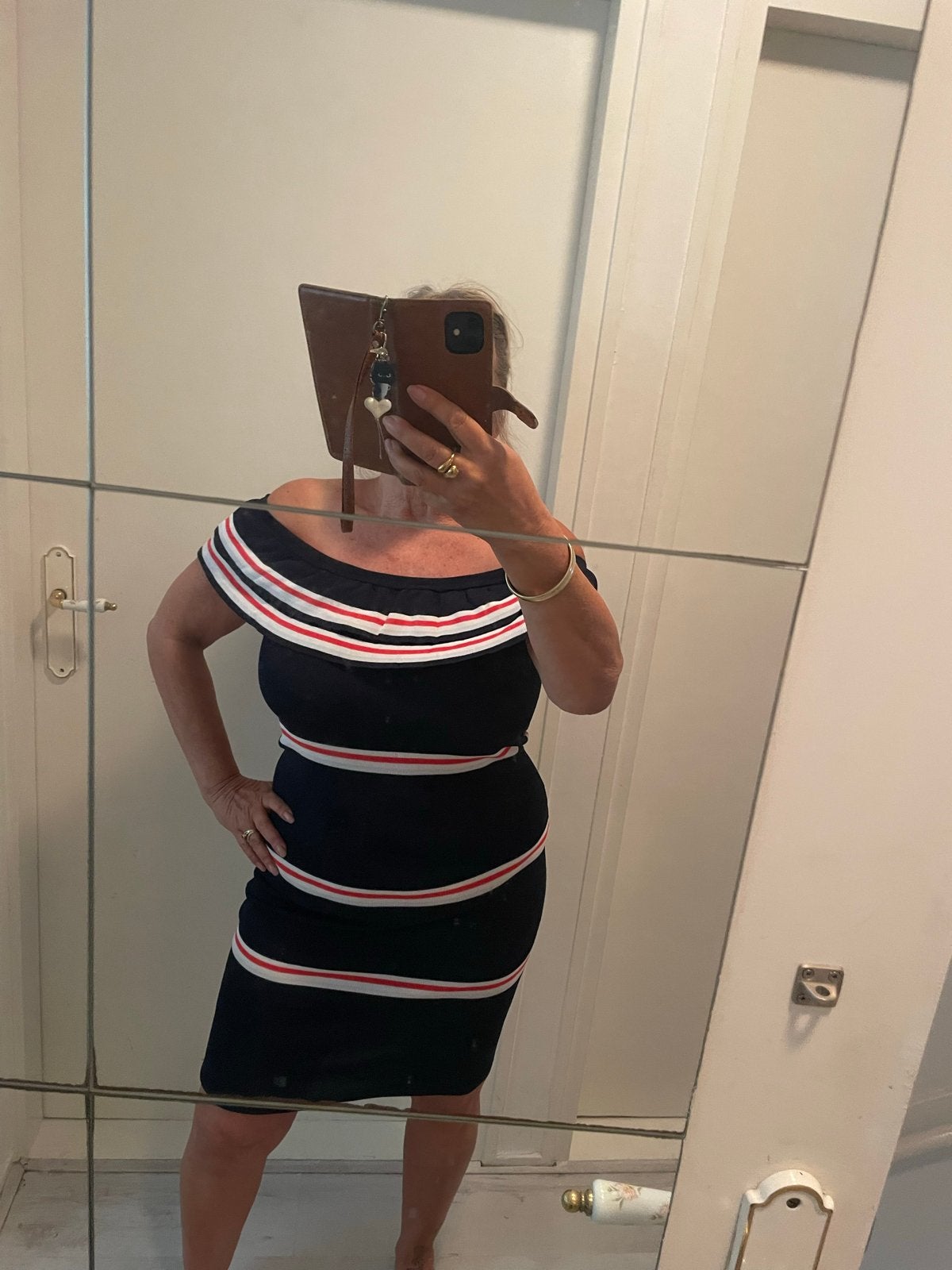 Vero Moda Fijn Gebreide Offshoulder Jurk Maat M, Kleding | Dames, Jurken, Zo goed als nieuw, Maat 38/40 (M), Meerkleurig, Knielengte