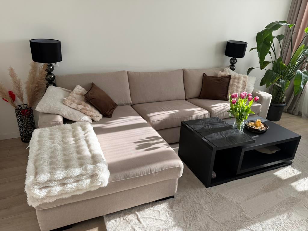 Turkije hoekbank taupe grijs beige bank lounge per direct, Ophalen, Zo goed als nieuw